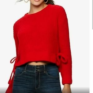 Candie's cropped cable-knit sweater